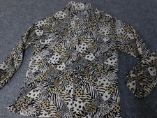 Notations Womens Blouse Large brown nature button down