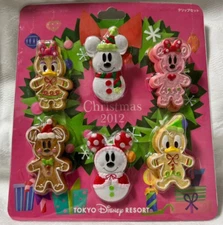 Tokyo Disney Resort TDR Christmas 2012 Gingerbread Snowman Clip 6 Pieces New
