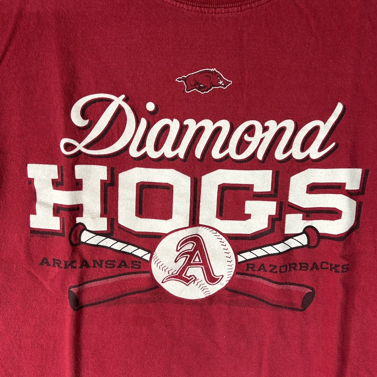 Vintage Arkansas Razorbacks Baseball T Shirt Small Red Diamond