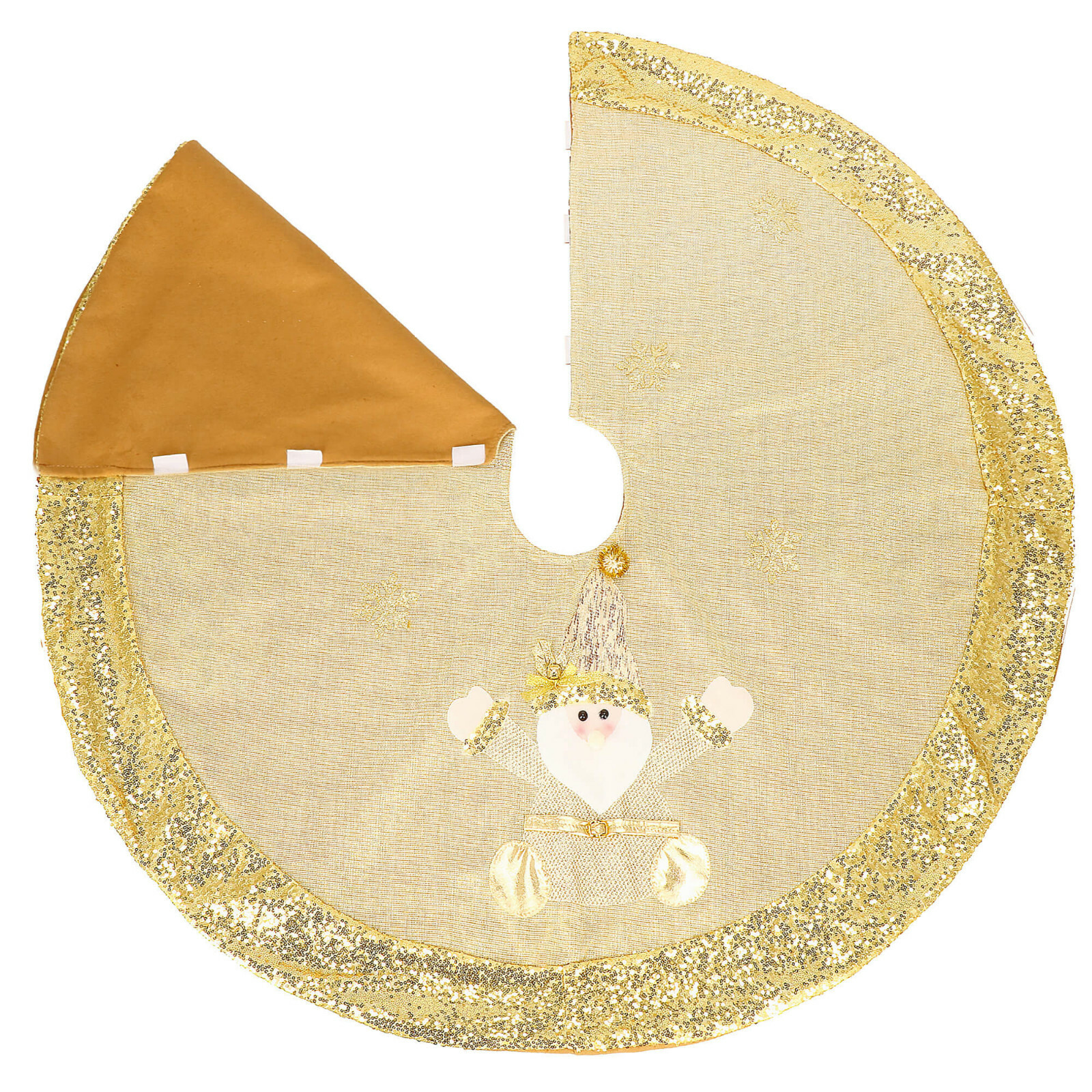 Weihnachtsbaumdecke 122cm Rot Gold - Christbaum Teppich Für Weihnachtsdekoration