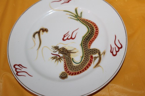 Platos de ensalada antiguos japoneses de dragón Meikei China pintados con adornos dorados de 6 piezas - Imagen 11 de 12