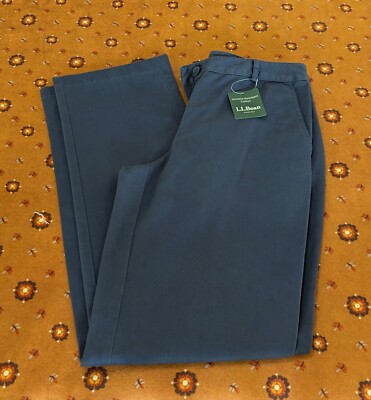 L.L. Bean Women's Blue Favorite Fit Cotton Chinos 4 MT Straight Slash Pockets 
