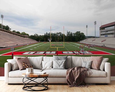 3D Stadium Rugby Field Sky Self-adhesive Removeable Wallpaper Wall Mural
