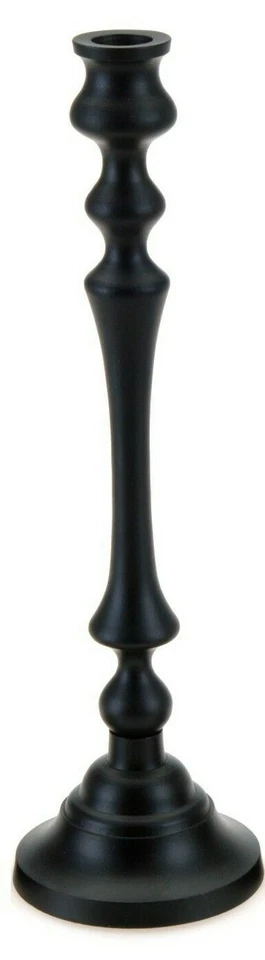 Set of 2 Matt Black Metal Candlesticks Pair of Tall Dinner Candle Holders 32cm   - Image 3 of 4