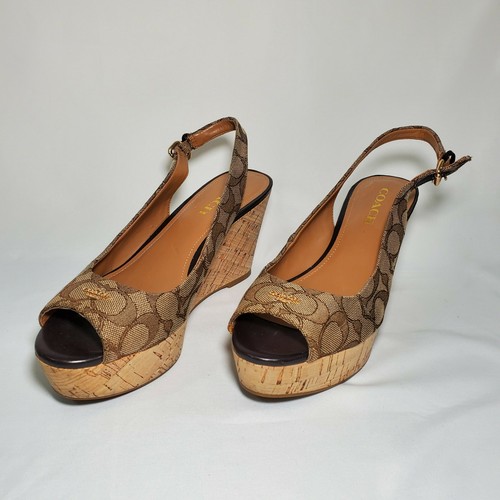 coach ferry signature platform wedge sandal