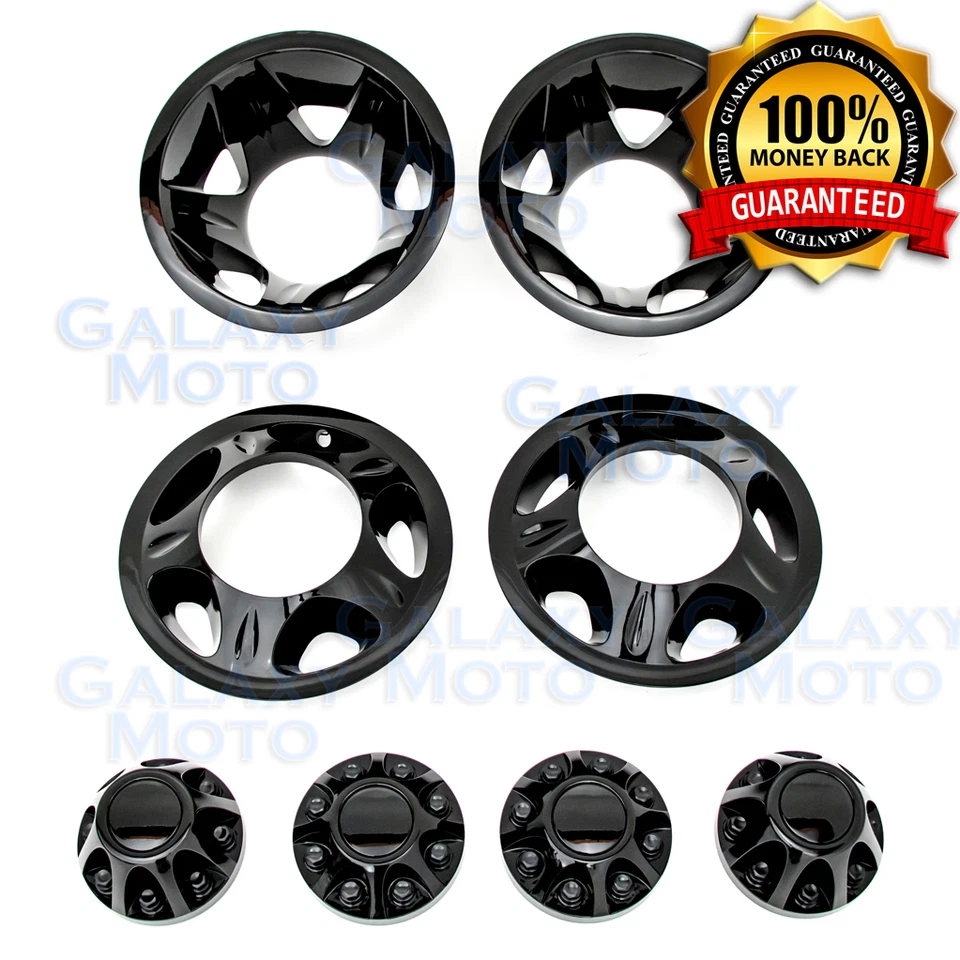 08-10 Chevy Silverado DUALMENTE Negro 17" Simulador de Rueda Forro + Tapacubos Centrales Cubierta Foto 2 de 4