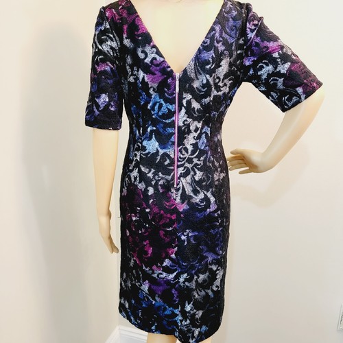 DONNA RICCO NY Black Lace Overlay Bodycon Scuba Pencil Stretch Dress Size 4. - Picture 6 of 15