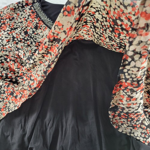 Catherines Asymmetrical Overlay Embellished Keyhole Abstract Print Dress Sz 4X - Picture 7 of 12