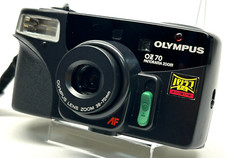 Olympus OZ 70 PANORAMA Point and shoot Film Camera Near Mint Black w/Strap