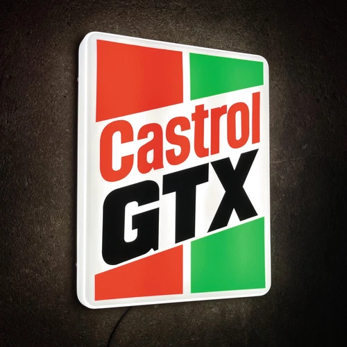 CASTROL GTX ILLUMINATED LED LIGHT BOX WALL SIGN GARAGE VINTAGE AUTOMOBILIA CAR  - Picture 1 of 24