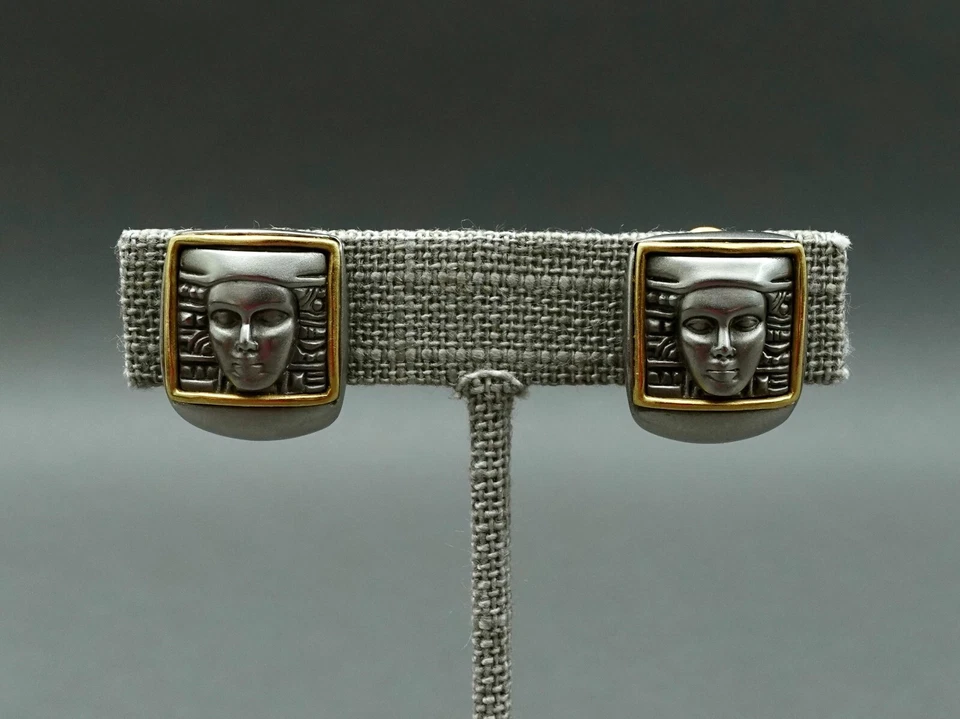 Barry Kieselstein Cord 18K Gold Stainless Women Of The World Clip On Earrings - Image 2 of 4