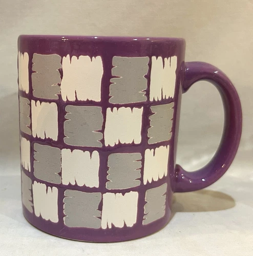VTG Waechtersbach W. Germany Ceramic Pottery Mug Purple w/ White Gray Pattern