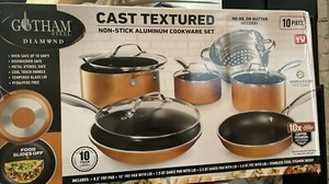 GOTHAM STEELE t Textured Aluminum Ceramic Nonstick Cookware Set Stay Cool Handle