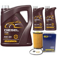 MotoröL Set Mannol Diesel TDI 5W-30 API 7 Liter + ÖLfilter FüR Renault Laguna II