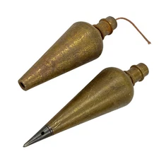 Vintage General Hardware No. 800 12 oz Brass Plumb Bob, 2 Pcs, Made in USA