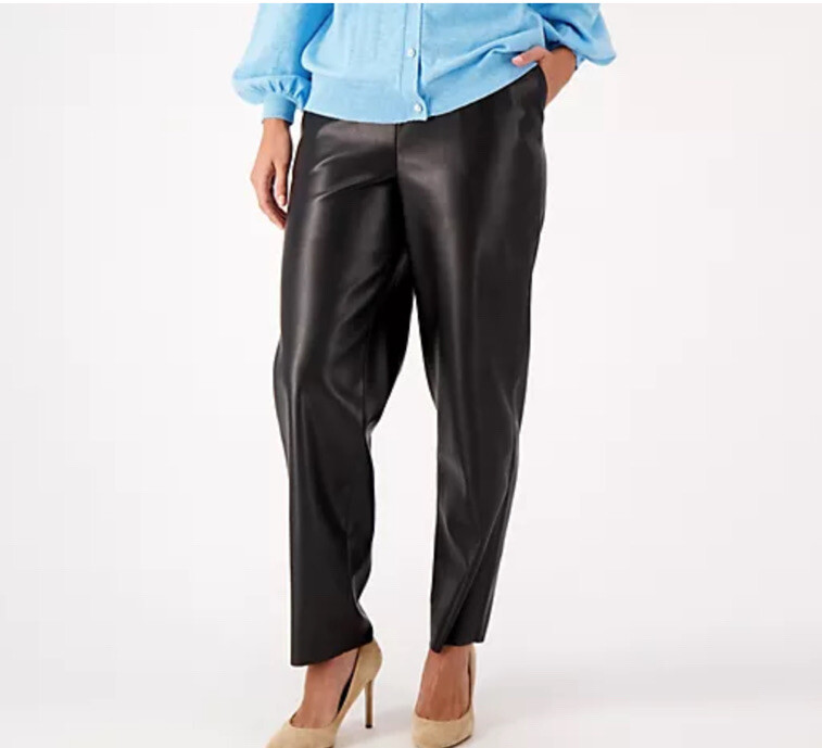 Girl With Curves Vegan Leather Crop Pants Black 12 A549783