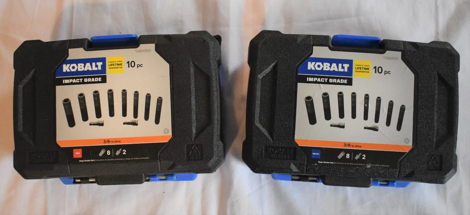10 pc KOBALT 3/8 Drive Deep Impact Grade Socket Set 6 Point SAE - Image 2 of 2