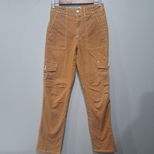Dickies Womens High Waisted Cargo Pants Brown Canvas Contrast Stitch Size 3/26