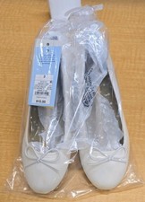Cat  Jack White Ballet Flat Slip On Dress Shoes Girl Size 3 With Bows MSRP 15