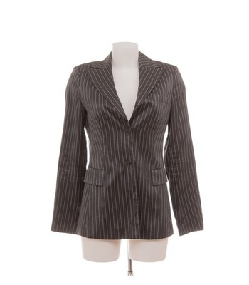 BOSS Damen Blazer Gr. 38 Sakko Nadelstreifen Modell Taja Grau Baumwolle Seide