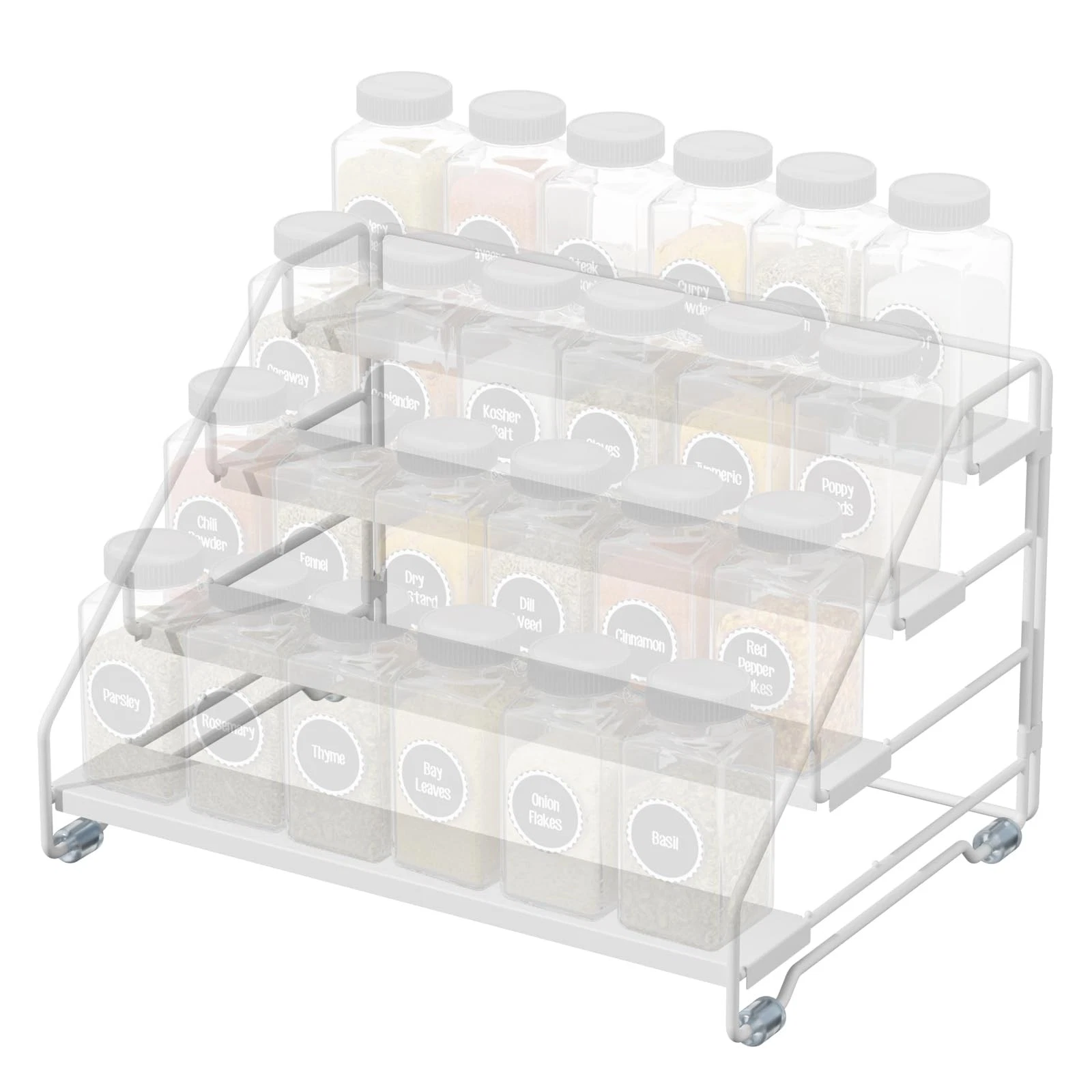 4 Tier Spice Rack for Cabinet, Spice Rack Organizer, Depth Adjustable Stand S...
