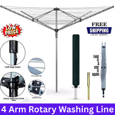 60M Rotary Airer Clothes Dryer Heavy Duty 4 Arm Garden Outdoor Washing Line 50M
