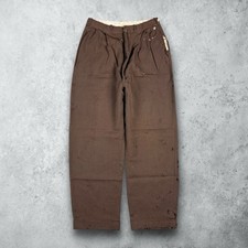 Vintage 50s Gabardine Cotton Pleated Distressed Trouser Textured Pants 27x27