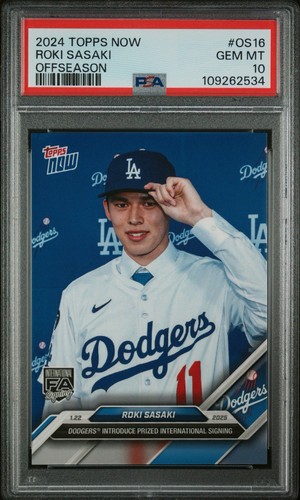 ROKI SASAKI 2025 PSA10 Topps Now DODGER INTRODUCTION!! RC Rookie OS-16 IN HAND - Picture 2 of 3