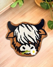 Highland Cow Bathroom Rug Western Farmhouse Bath Mat Soft Absorbent Cow Ru...