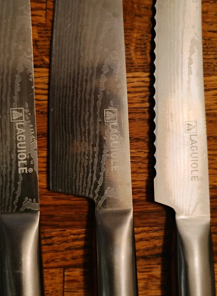 Juego de 4 Cuchillos de Chef Laguile En Aubrac Abeja Soldada Cocina Gourmet Francesa Mancha Foto 2 de 4