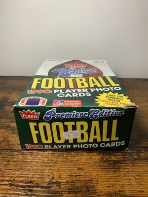 FLEER 1990 Premiere Edition NFL Football Photo Cards Retro Wax Pack Box (36 ct) 