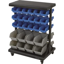 Strongway 52-Bin Double-Sided Rolling Bin Rack, 27-1/4in.L x 19-3/4in.W x