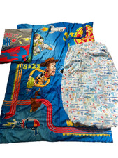 Disney Woody Buzz Lightyear Twin Comforter Fitted Sheet, Flat 3 Pc Set Vintage