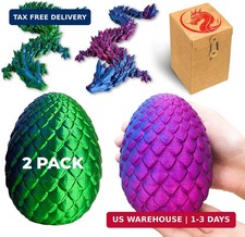 2 Pack 12 Inch 3D Printed Mystery Dragon Egg, Extra Large Dragon Egg with Dragon