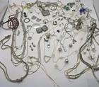 Vintage Modern Costume Jewelry Lot Mixed Materials Silver Tone Chain Rhinestone