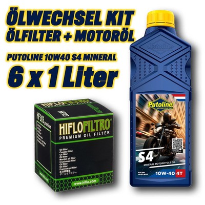 Ölfilter Motoröl Kit 6L 10W40 S4 (für: Kawasaki GPZ 1100 F ABS ZXT10E 96-98 )