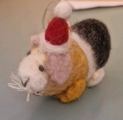 Nadelfilz Meerschweinchen süß Handarbeit Familie Freund Geschenk Weihnachtsmütze Baum 