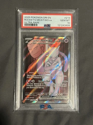 2025 Pokemon Destined Rivals Team Rocket's Mewtwo ex #213/182 PSA 10