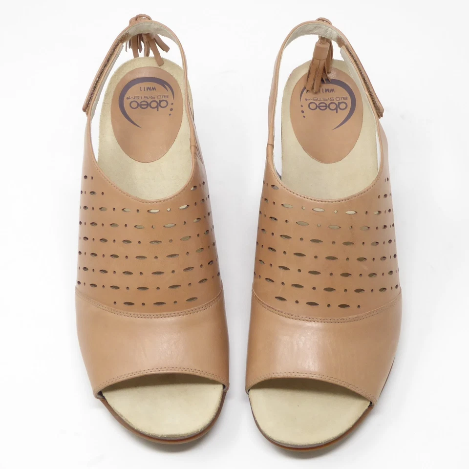 NOVAS Sandálias Abeo Berrie Couro Peep Toe Salto Bloco Estilingue 11 Metatarso - Imagem 2 de 4