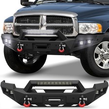 Steel Front Bumper For Dodge Ram 25003500 2003-2005 Wwinch Plate Led Lights