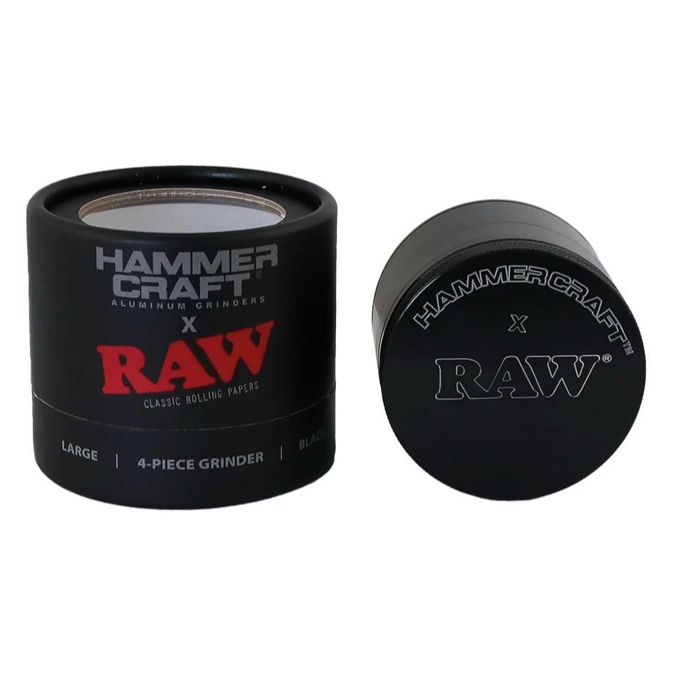 RAW 4 Piece Large Metal Grinder Black – Authentic RAW Herb Spice Crusher