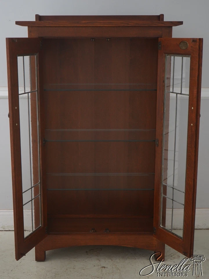 70196: Librería LEICK 'ECHOES' Mission Oak 2 puertas vidrio con plomo Foto 3 de 4