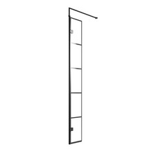 Image of Hudson Reed Matt Black 300mm x 1950mm Framed Wetroom Swing Screen - WRSF030H
