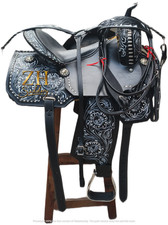 Leather Handmade Barrel Racing Western Horse Saddle Tooled Trail Tack Equestrian