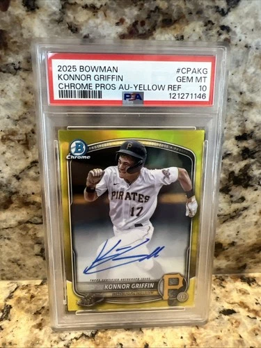 2025 Bowman - Chrome Autographs Konnor Griffin Yellow Refractor /75 PSA 10