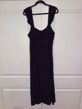 Women’s Loft Navy Blue and White Polka Dot Sleeveless Sundress Size 16