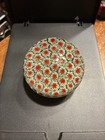Vintage Millefiori Art Glass 3" Round Paperweight Red  White Murano — photo 1