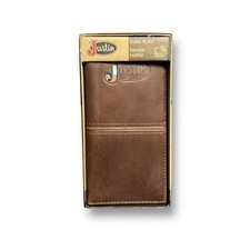 New Justin Rodeo Wallet Brown Genuine Leather Tooled Western RFID Long Bifold