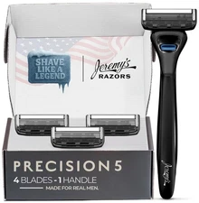 Jeremy's Razors for Men Precision 5 Blade Razor - Stainless Steel Blades