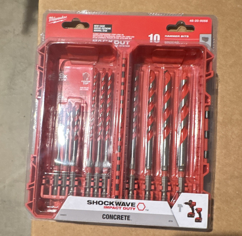 Milwaukee Shockwave Impact Duty Concrete Carbide Drill Bit Set 10pc 1/2" x 6"